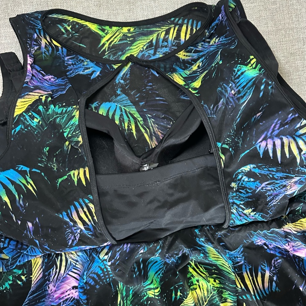 Torrid Black Swimdress with Neon Palm Print - Picture 8 of 12